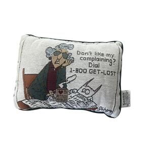 Shoebox cranky grandma funny pillow 8 x 11 knit green and white